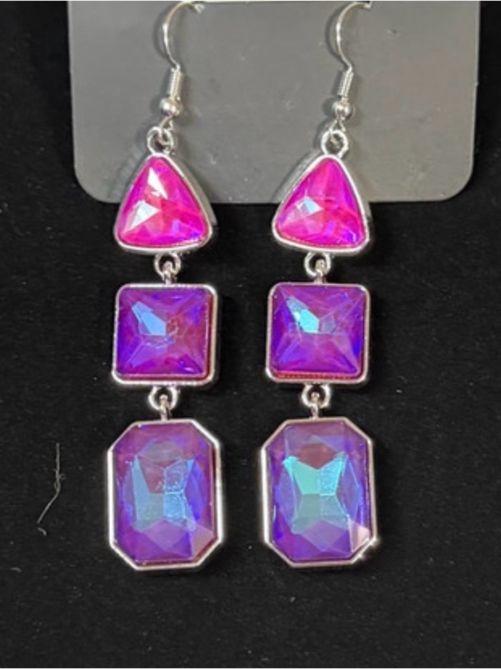 Unknown Brand Pink-Purple Dangle Gemstone Earrings